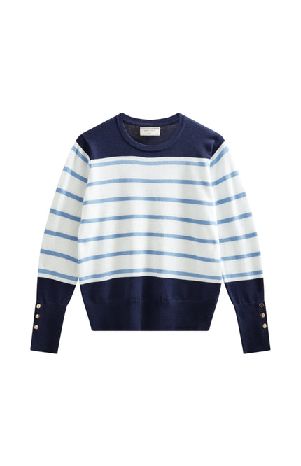 Freequent Trui Fqkatie Navy Blazer Star Offwhite 207512 Stretchshop.nl