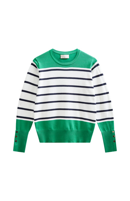 Freequent Trui Fqkatie Bright Green Star Offwhite 207512 Stretchshop.nl
