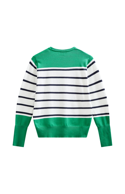 Freequent Trui Fqkatie Bright Green Star Offwhite 207512 Stretchshop.nl