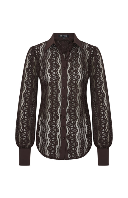 Mi Piace Travel Blouse Kant Espresso 202352 Stretchshop.nl