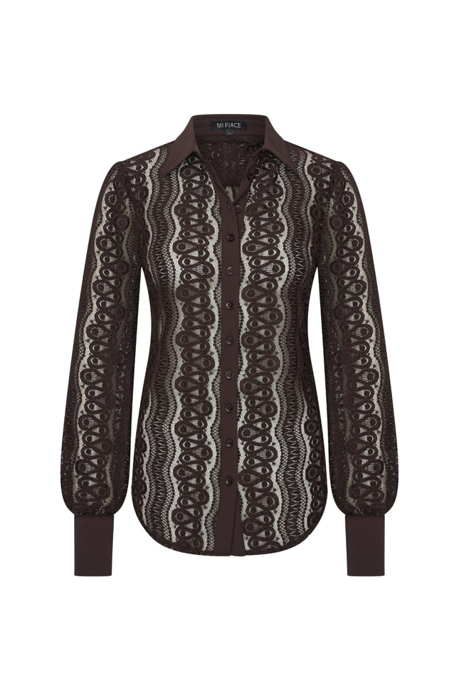 Mi Piace Travel Blouse Kant Espresso 202352 Stretchshop.nl