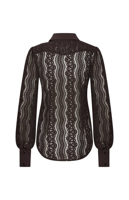 Mi Piace Travel Blouse Kant Espresso 202352 Stretchshop.nl