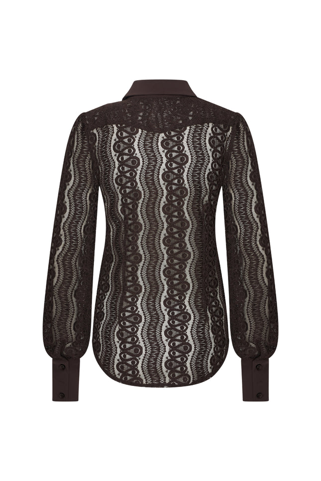 Mi Piace Travel Blouse Kant Espresso 202352 Stretchshop.nl