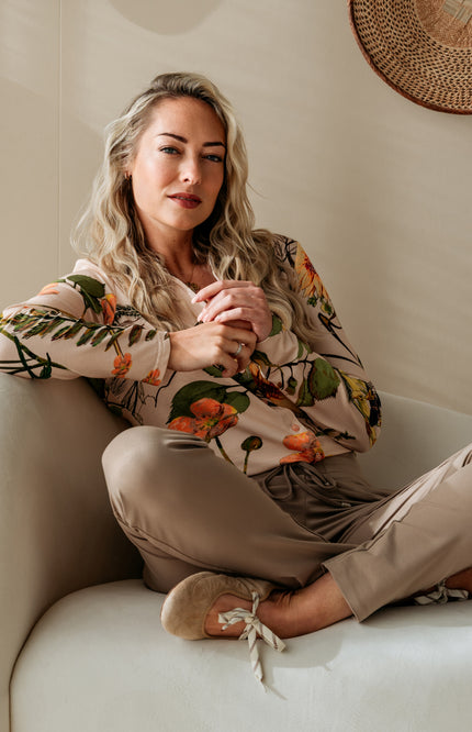 &Co woman Blouse Vayen Flower Powder Pink Multi BL412 Stretchshop.nl