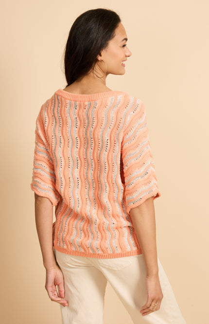 G-maxx Top Gwenore Warm Coral Wool White Stretchshop.nl