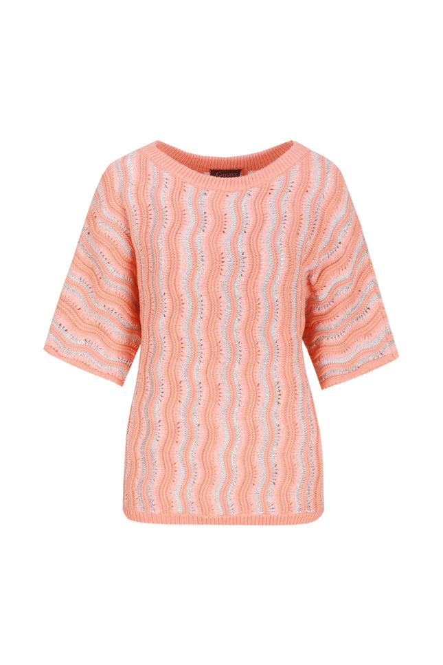 G-maxx Top Gwenore Warm Coral Wool White Stretchshop.nl