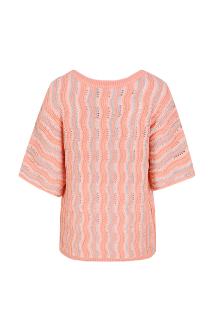 G-maxx Top Gwenore Warm Coral Wool White Stretchshop.nl