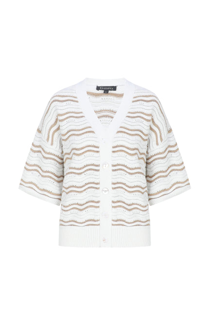 G-maxx Vest Helmi Knitting Wool White Kint Camel Stretchshop.nl