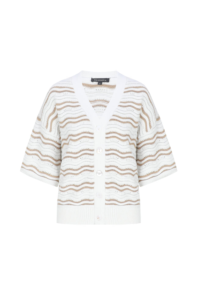 G-maxx Vest Helmi Knitting Wool White Kint Camel Stretchshop.nl