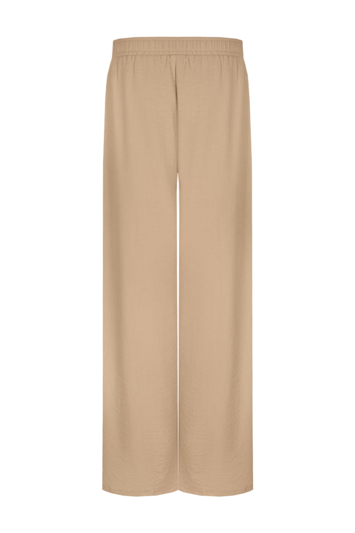 G-maxx Minou Kint camel broek met comfortabele pasvorm en elastische taille, zichtbaar op de afbeelding.