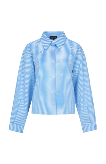 G-maxx Blouse Wenya Celestial Blue Offwhite Stretchshop.nl