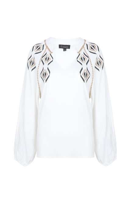 G-maxx Blouse Xylia Offwhite Stretchshop.nl