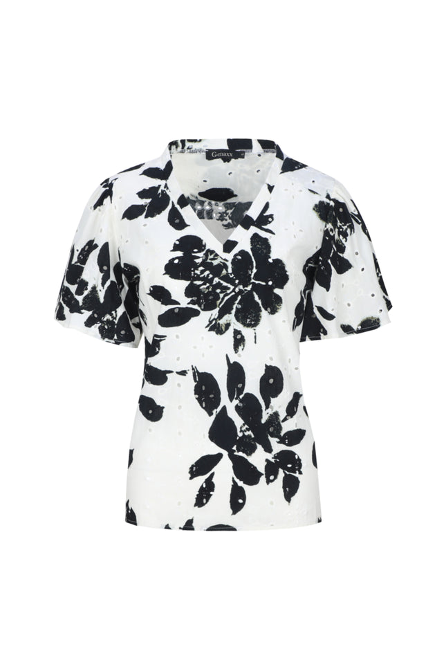 G-maxx Top Ravella Offwhite Black Stretchshop.nl