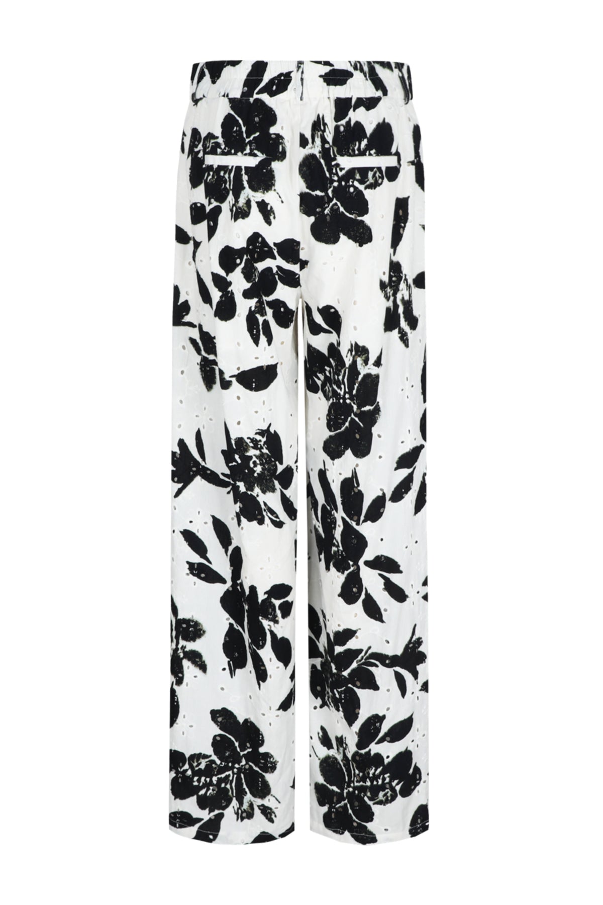 Zwarte en Offwhite G-maxx Aeris broek met losse pasvorm en elastische taille, zichtbaar op de afbeelding