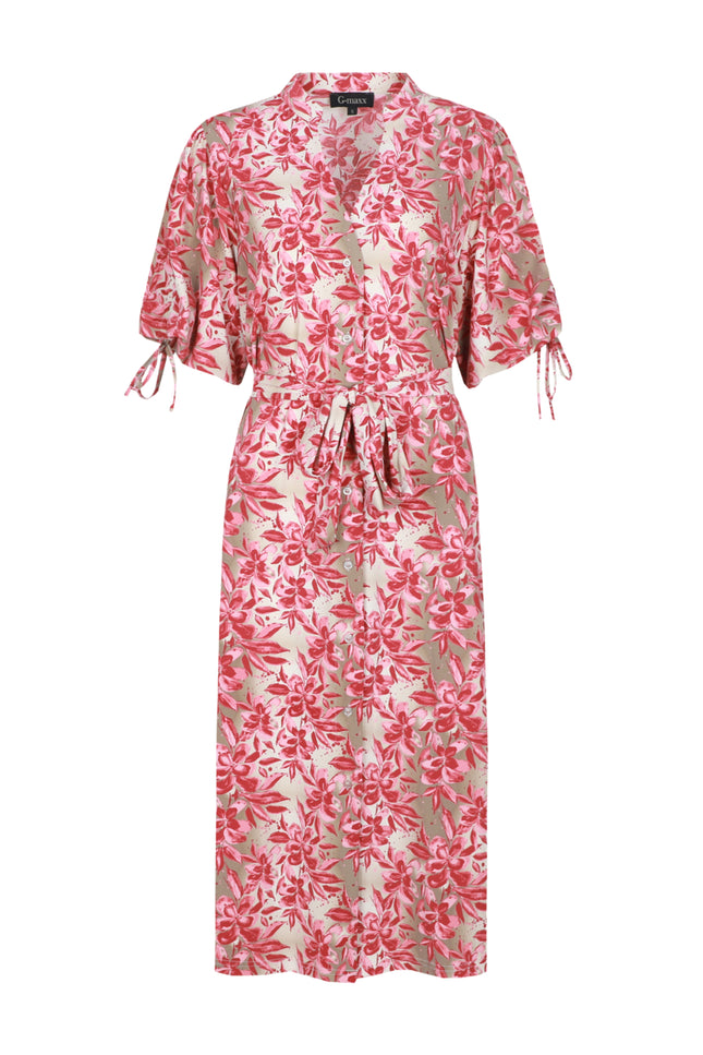 G-maxx Jurk Evania Sand Pretty Pink Stretchshop.nl