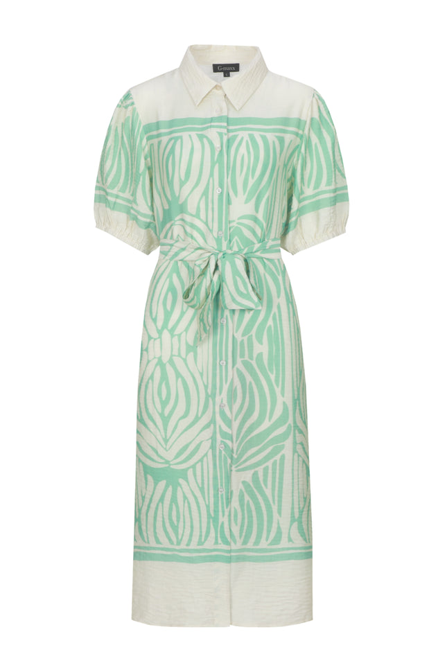 G-maxx Jurk Jiska Sand Fresh Green Stretchshop.nl