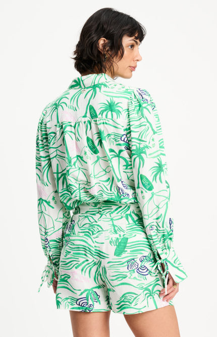 POM Amsterdam Short Beach Vibes Linen Green SP9569 Stretchshop.nl