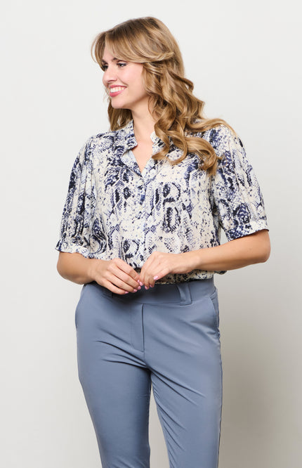 &Co woman Blouse Ansera Snake Slate Multi BL428 Stretchshop.nl