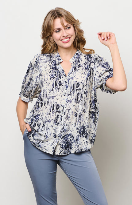 &Co woman Blouse Ansera Snake Slate Multi BL428 Stretchshop.nl