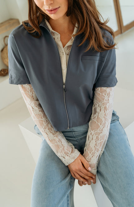 &Co woman Travel Blouse Peike Dark Slate JA158 Stretchshop.nl