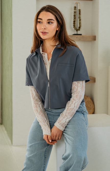 &Co woman Travel Blouse Peike Dark Slate JA158 Stretchshop.nl