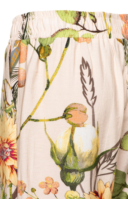 &Co woman Broek Nadine Flower Powder Pink Multi PA431 Stretchshop.nl