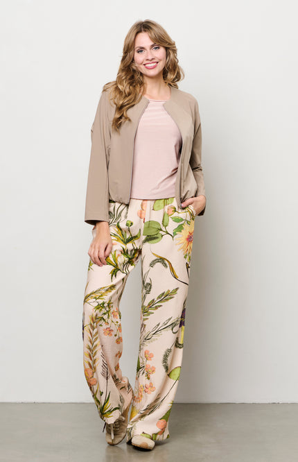&Co woman Broek Nadine Flower Powder Pink Multi PA431 Stretchshop.nl