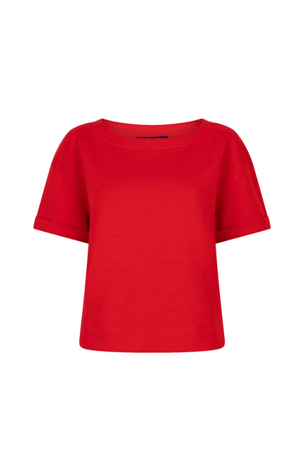 Red Button Top Skyler Scuba Red SRB4954 Stretchshop.nl