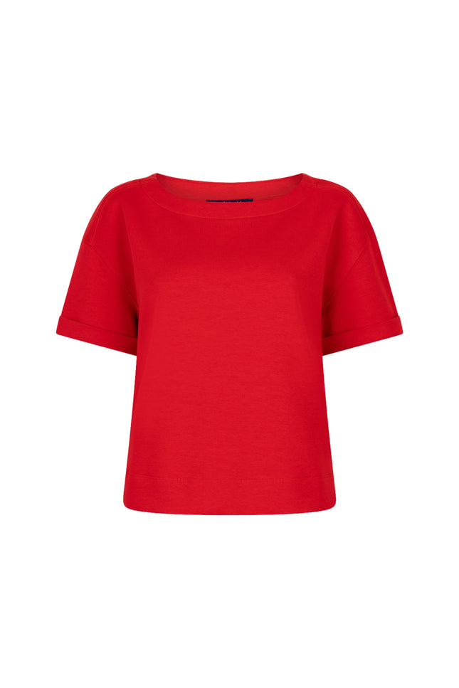 Red Button Top Skyler Scuba Red SRB4954 Stretchshop.nl