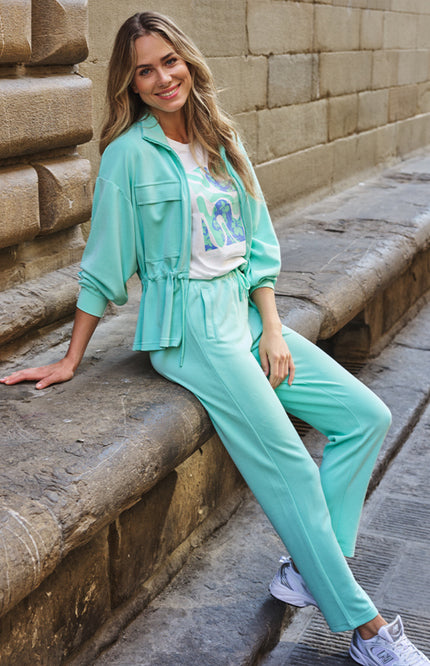 EsQualo Broek Jogger Modal Mint Green SP26.05005 Stretchshop.nl