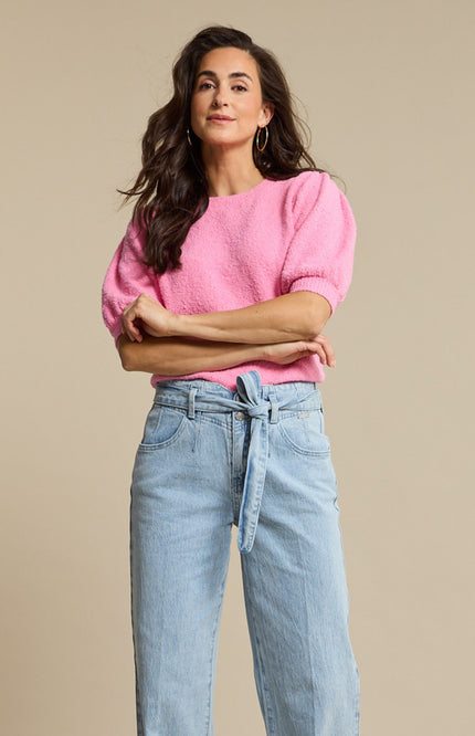 Red Button Top Sweet Popcorn Pink SRB4854 Stretchshop.nl