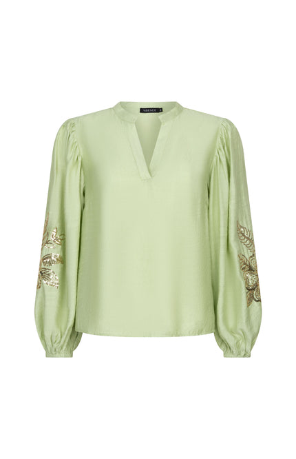 Ydence Blouse Rose Soft Green Stretchshop.nl
