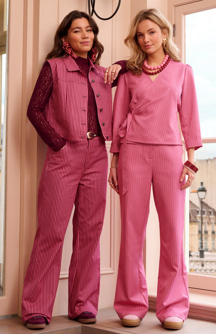Ydence Broek Djamilla Coral Pink Burgundy Stretchshop.nl