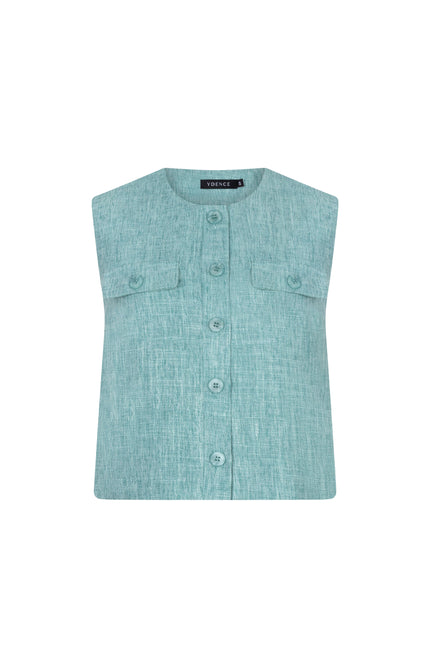 Ydence Gilet Amanda Turquoise Melange Stretchshop.nl