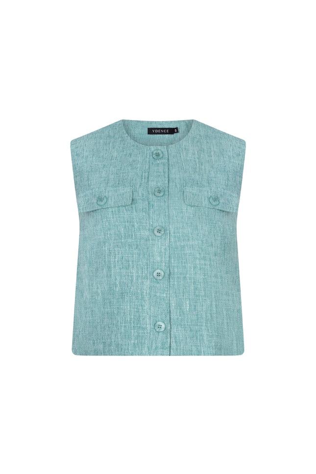 Ydence Gilet Amanda Turquoise Melange Stretchshop.nl