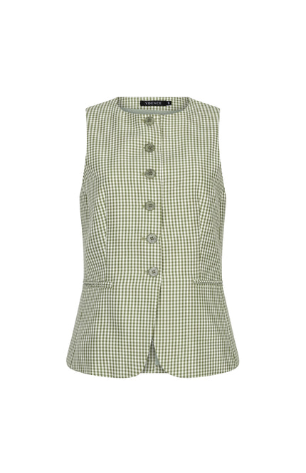 Ydence Gilet Jette Green Check Stretchshop.nl