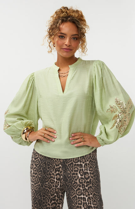 Ydence Blouse Rose Soft Green Stretchshop.nl