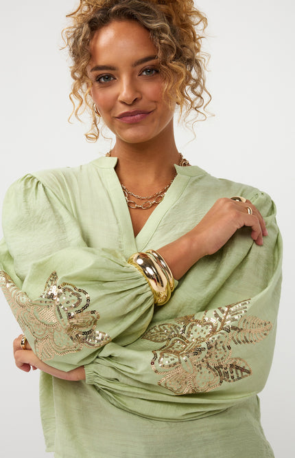 Ydence Blouse Rose Soft Green Stretchshop.nl