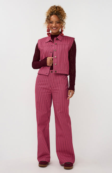 Ydence Broek Djamilla Coral Pink Burgundy Stretchshop.nl