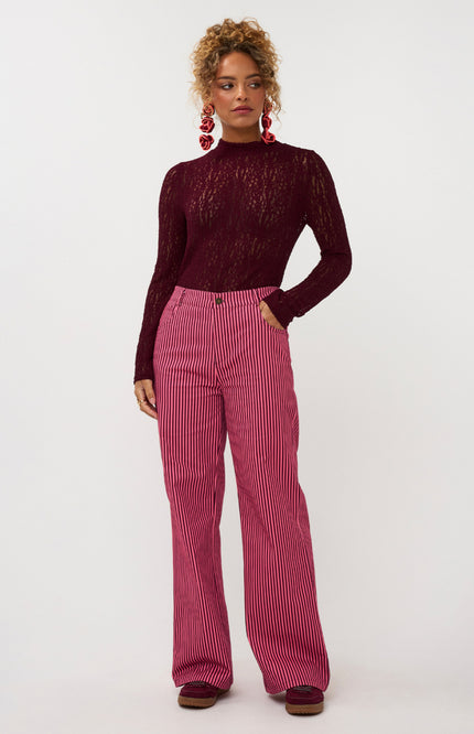 Ydence Broek Djamilla Coral Pink Burgundy Stretchshop.nl