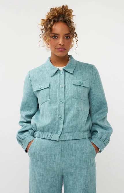 Ydence Jacket Jinte Turquoise Melange Stretchshop.nl