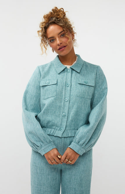 Ydence Jacket Jinte Turquoise Melange Stretchshop.nl