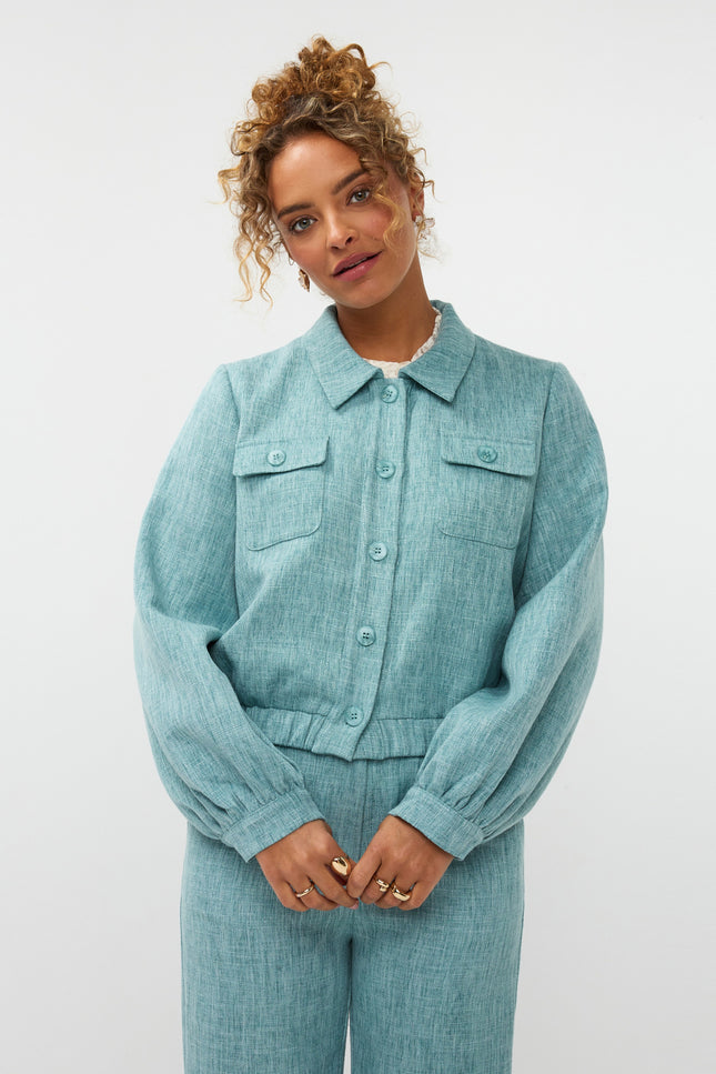 Ydence Jacket Jinte Turquoise Melange Stretchshop.nl