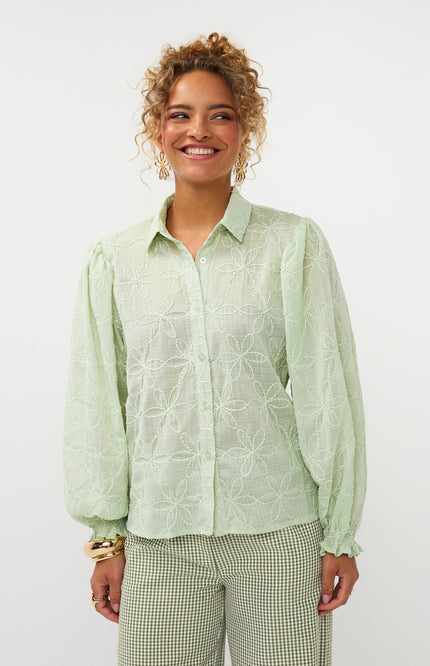 Ydence Blouse Isamae Soft Green Stretchshop.nl