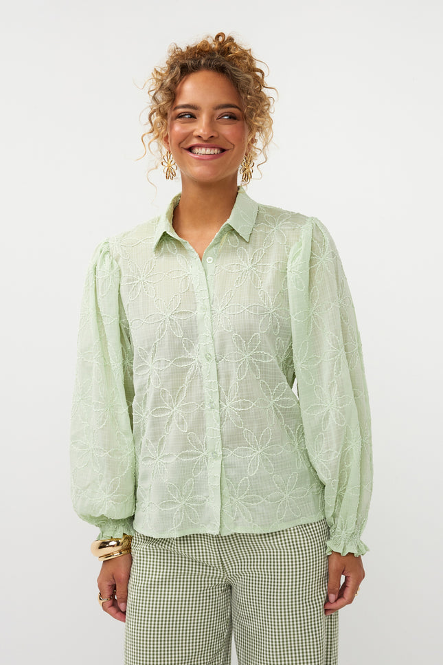 Ydence Blouse Isamae Soft Green Stretchshop.nl