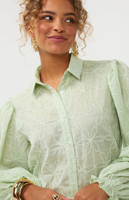 Ydence Blouse Isamae Soft Green Stretchshop.nl