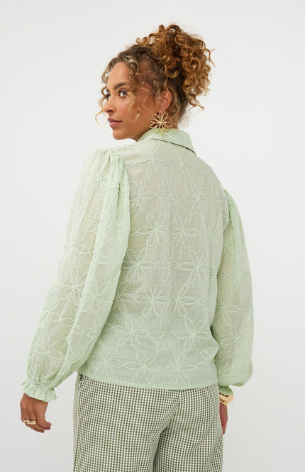 Ydence Blouse Isamae Soft Green Stretchshop.nl