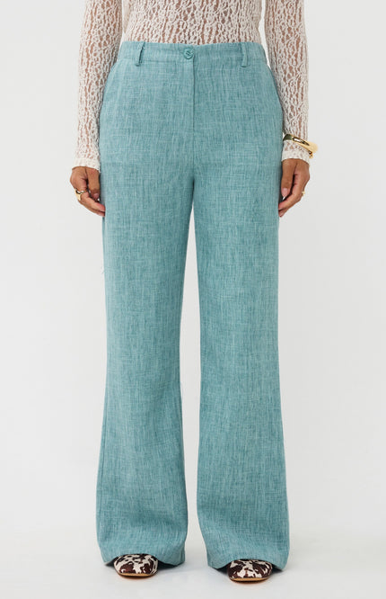 Ydence Broek Leona Turquoise Melange Tall Stretchshop.nl
