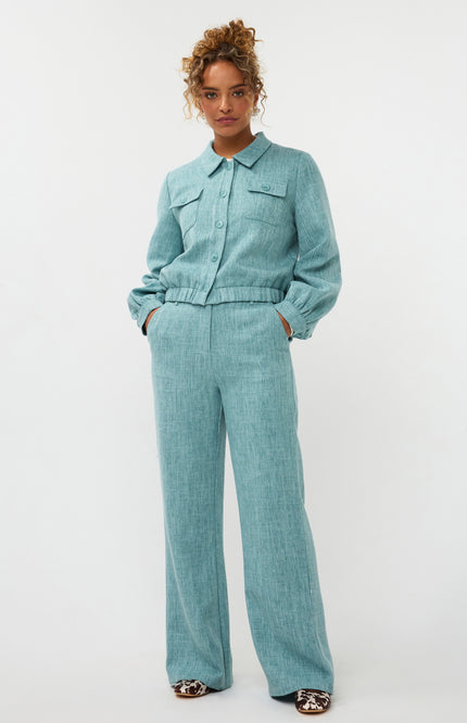 Ydence Broek Leona Turquoise Melange Stretchshop.nl