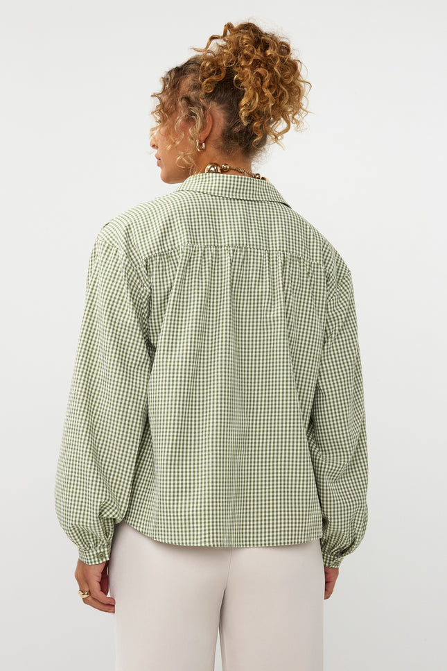 Ydence Blouse Brenda Green Check Stretchshop.nl